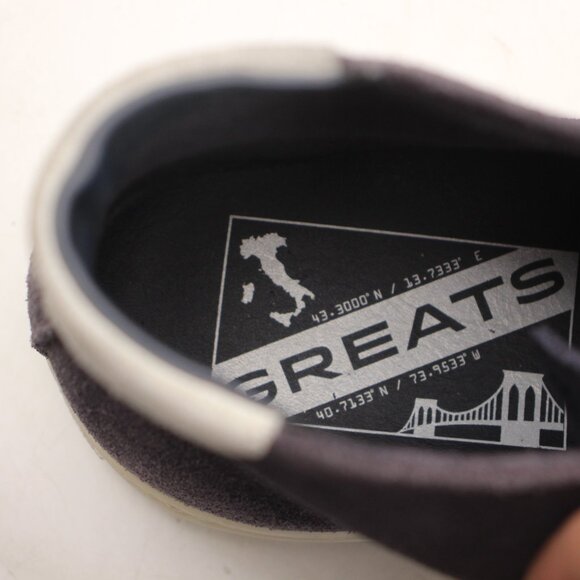 The Royale Greats Brooklyn Men's Size 9 Navy Leather Mid Top Sneakers Italy - Picture 10 of 10